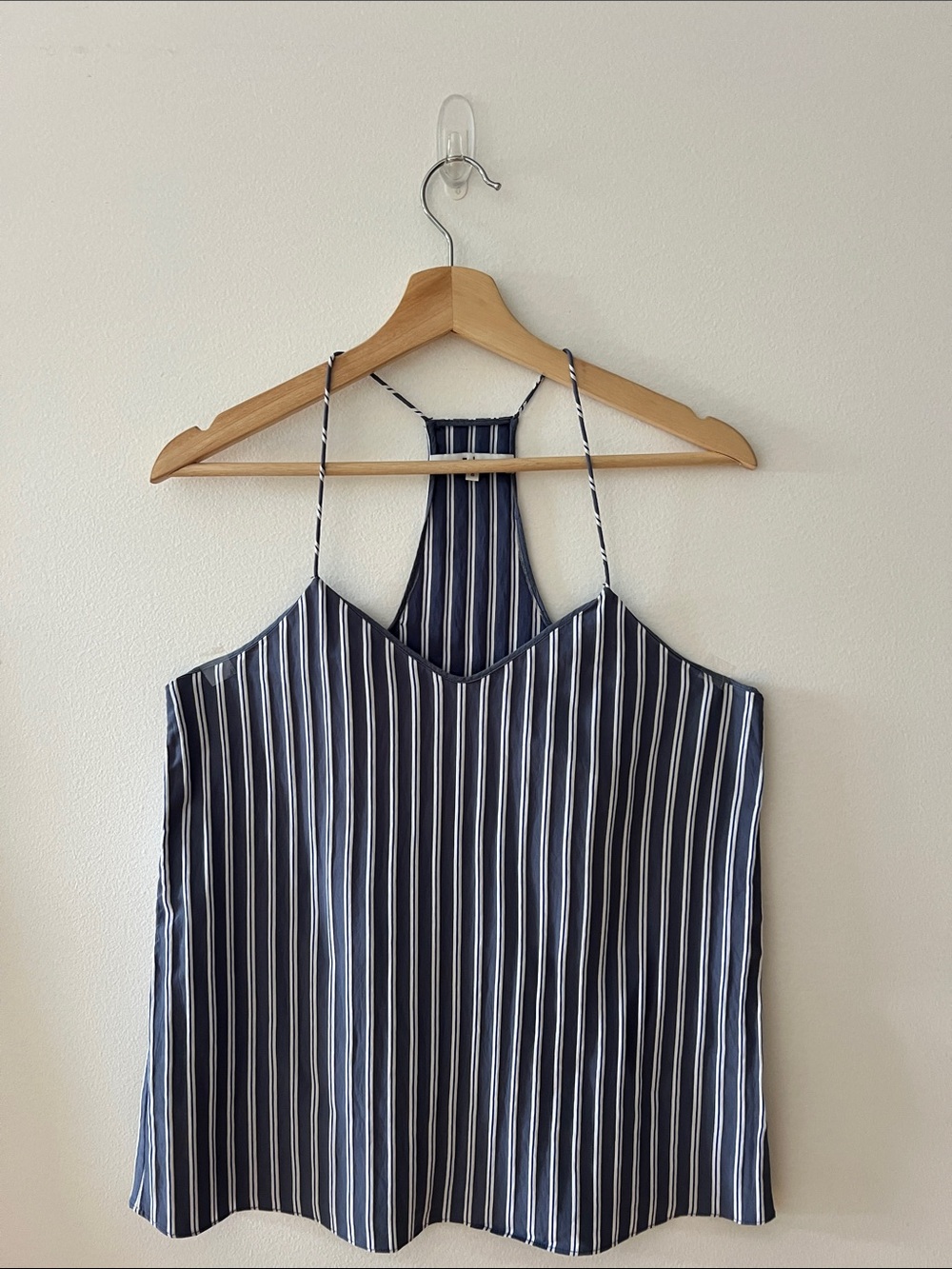 Tibi Navy and White Striped Halter Top